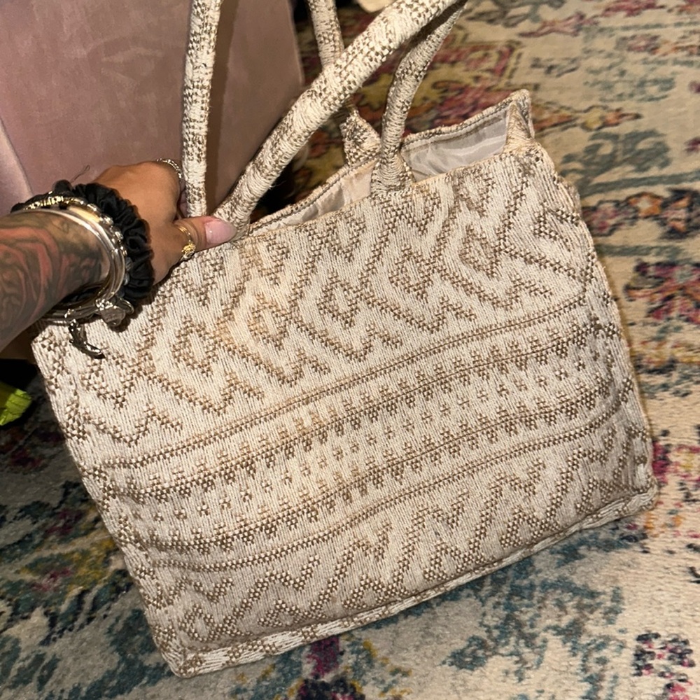 H & M // tan and cream hobo tote